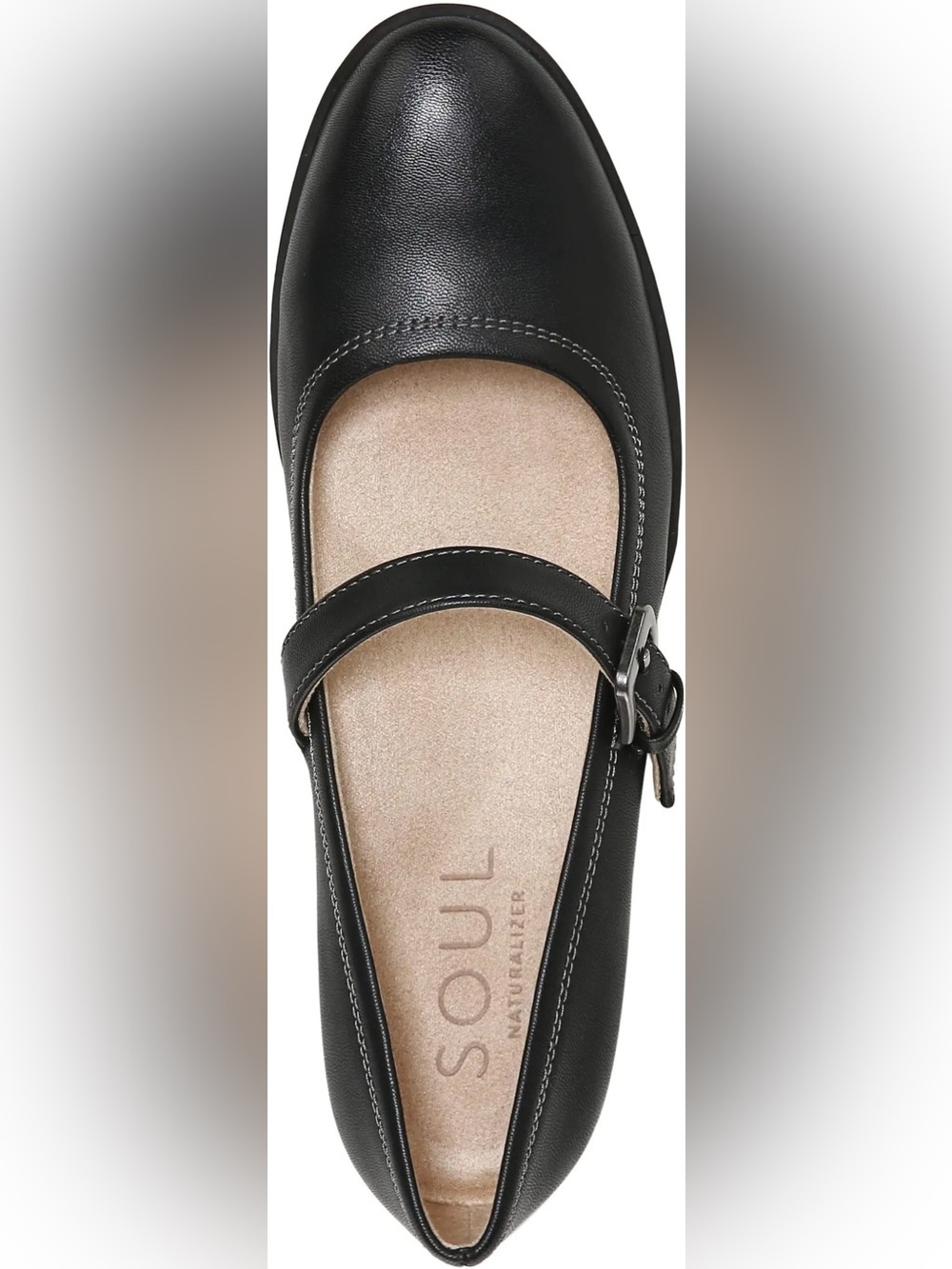 SOUL Naturalizer Ramona Black Leather Mary Jane Flats with Buckle - Picture 2 of 7